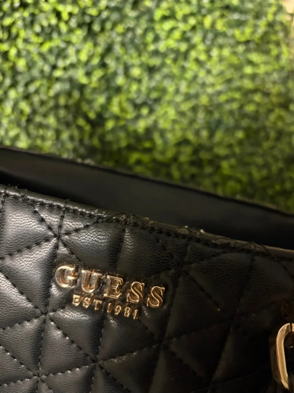 GUESS Quilted Black Satchel Handbag Crossbody Purse